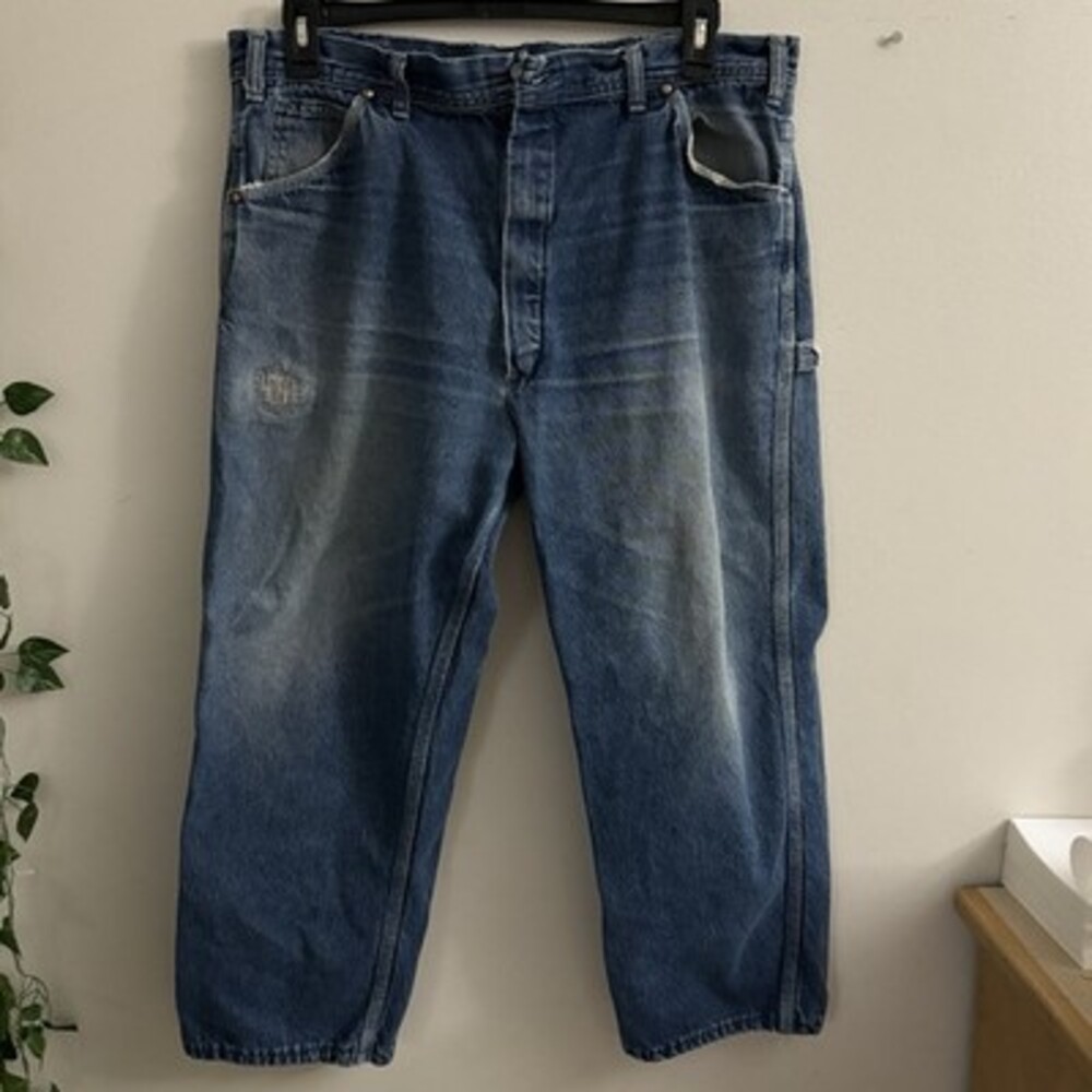 Vintage 1960s–70s Key Carpenter Jeans Workwear Denim W40 (37”) x 24” Inseam